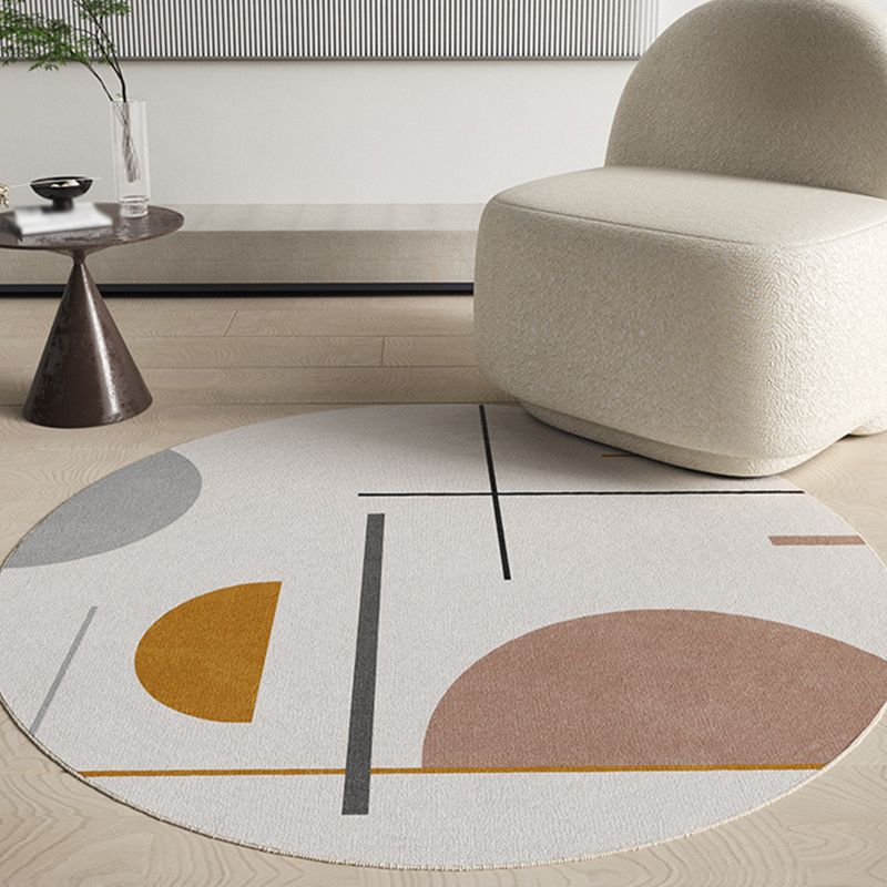 Modern Living Room Rug Round Polyester Rug Anti-Slip Backing Rug for Living Room