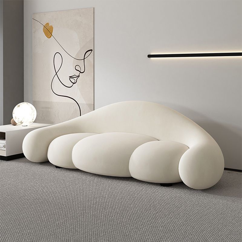 Contemporary White Seating Cushions Living Room Curved Settee