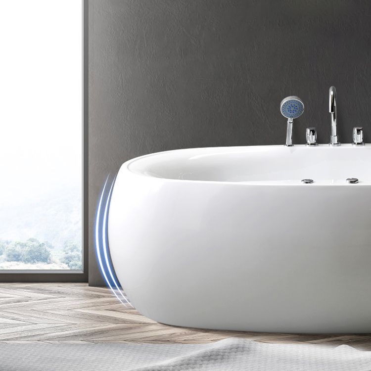 Modern Oval Acrylic Bathtub Hotel Freestanding Bath Tub in White
