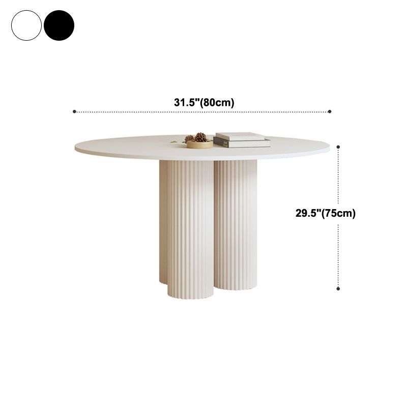 Contemporary Round Dining Table Sintered Stone and Solid Wood Top Table