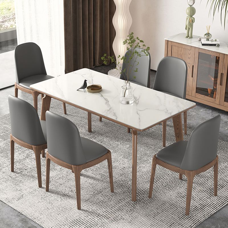 Rectangle Solid Wood Legs Table Contemporary Stone Dining Table for Dining Room