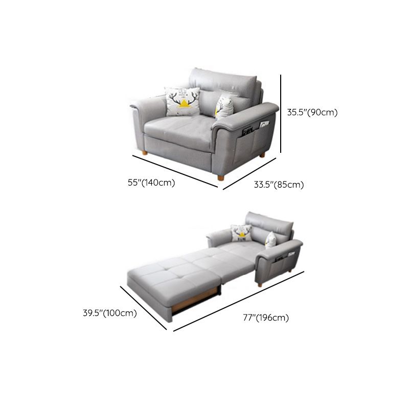 Flared Arms Sleeper Sofa Faux Leather Upholstered Futon Sleeper Sofa