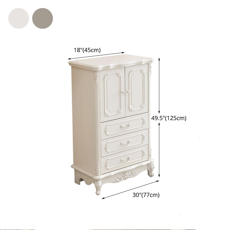 Classic Glam Wood Dresser White Storage Chest with Drawer for Bedroom