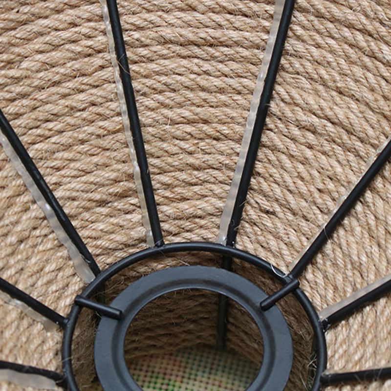 Fun a sospensione della corda di canapa a drum, illuminazione del ristorante industriale in beige