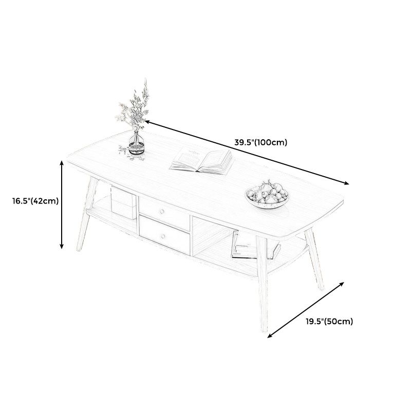 Modern Wooden Rectangular/Geometric Coffee Table with Storage Cocktail Table