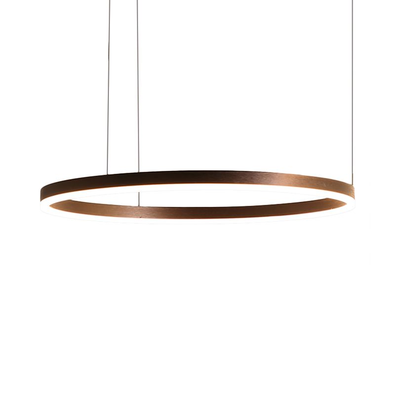 Lampada del lampadario circolare circolare del caffè 1/3/4 luci in metallo LED Assorbimento del soffitto a led in metallo in luce bianca/calda