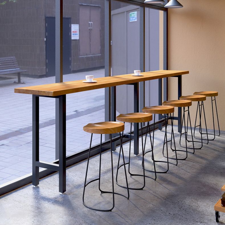 Black Metal Trestle Base Bar Table Industrial Rectangle Bar Height Table