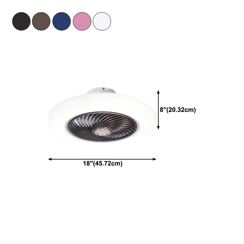 Modern Style Round Fan Light Fixture Acrylic Bedroom LED Semi Flush Ceiling Light