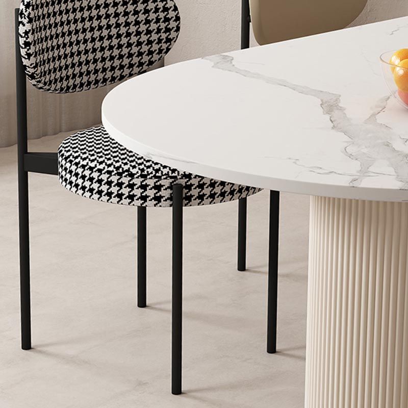 Freeform Sintered Stone Dining Table White or Black Tripod Solid Wood Base Furniture