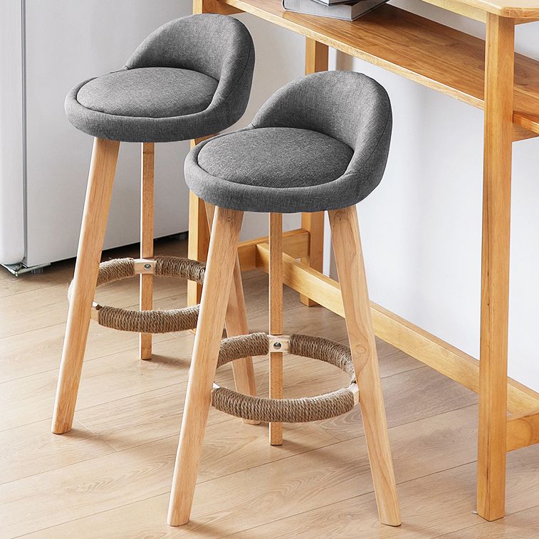 Scandinavian Coffee Shop Low Back Stool Matte Finish Upholstered Bar Stools