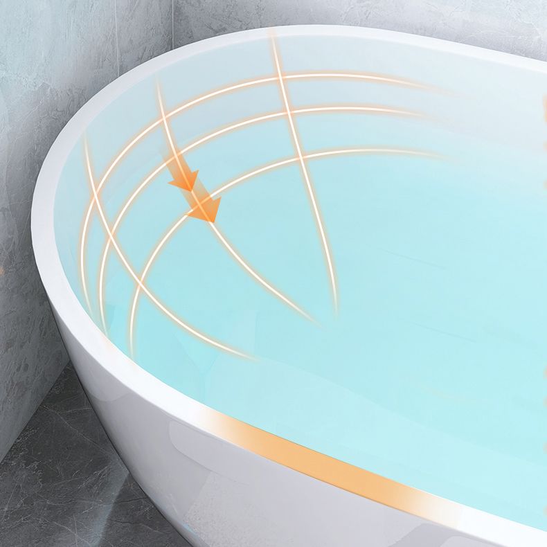 White Freestanding Bath  Acrylic Soaking Oval Modern Bathtub