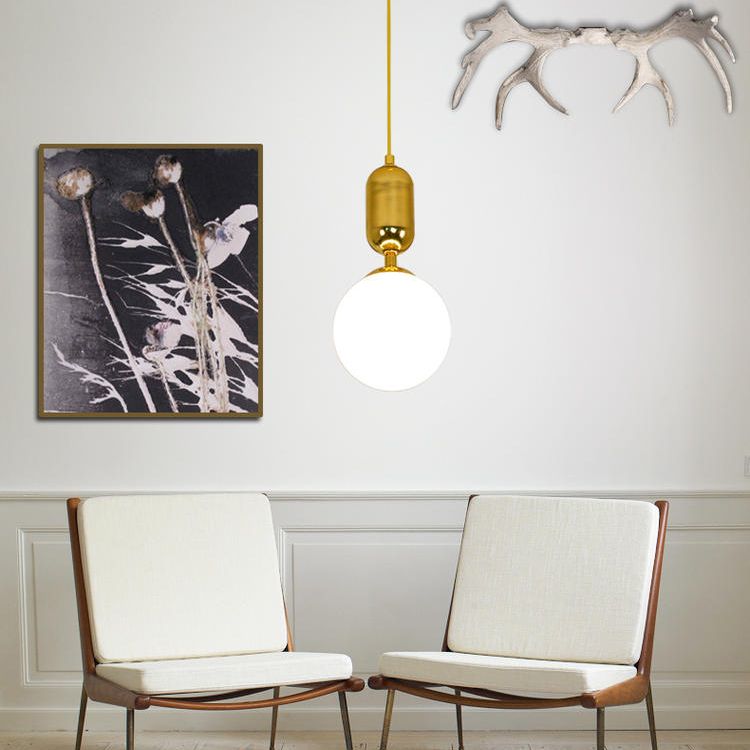 1-licht melkglas gesuspendeerd verlichtingsarmatuur minimalisme hanger lichtkit voor eetkamer