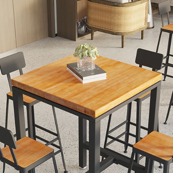 Wood Trestle Modern Bar Stool Table Natural Bistro Bar Height Cocktail Table