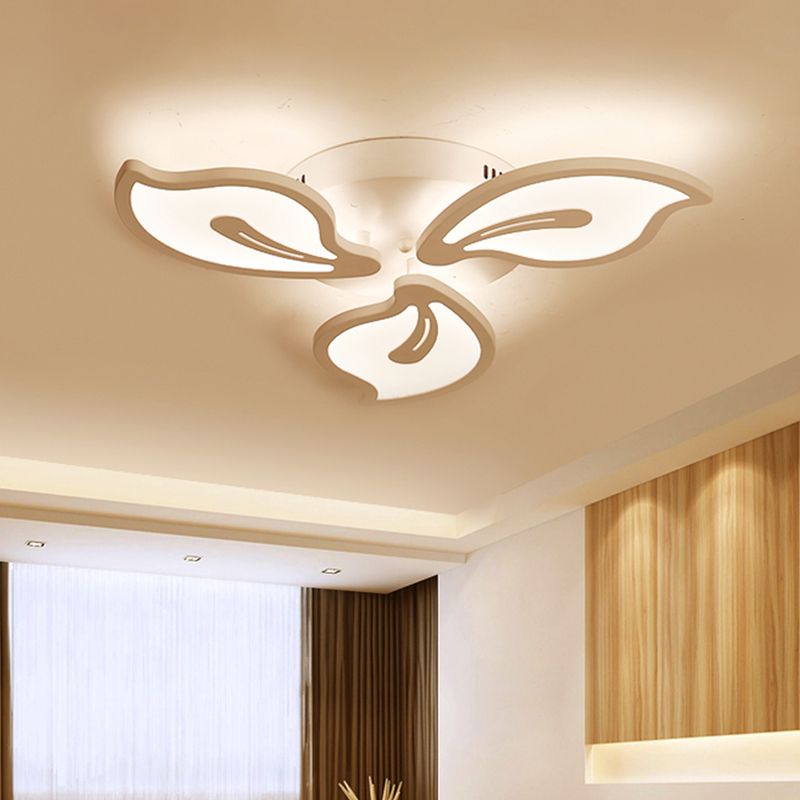 Acrylic Bauhinia Leaves Flush Ceiling Light Modernism LED 3/5/9-Light Flush Mount Light Fixture in Warm/White/Natural Light