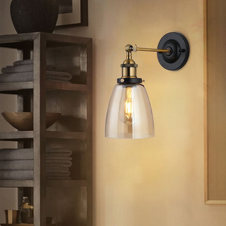 Lampe murale en verre transparent noir