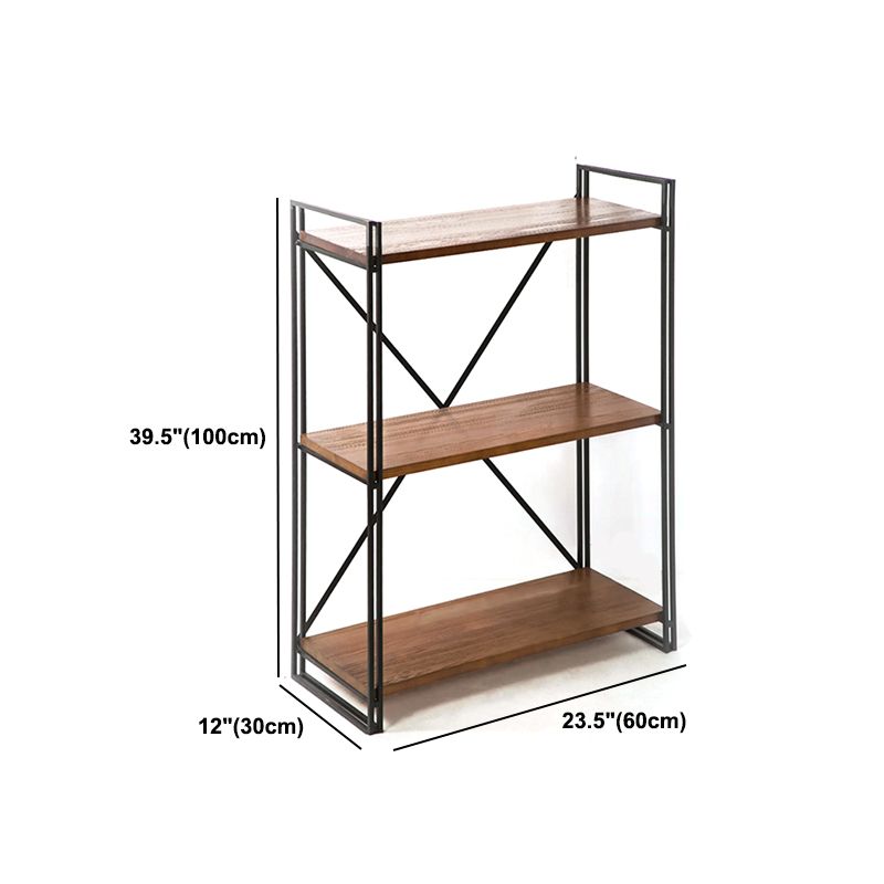 Libreria in stile industriale scaffale aperto in legno massiccio per home office