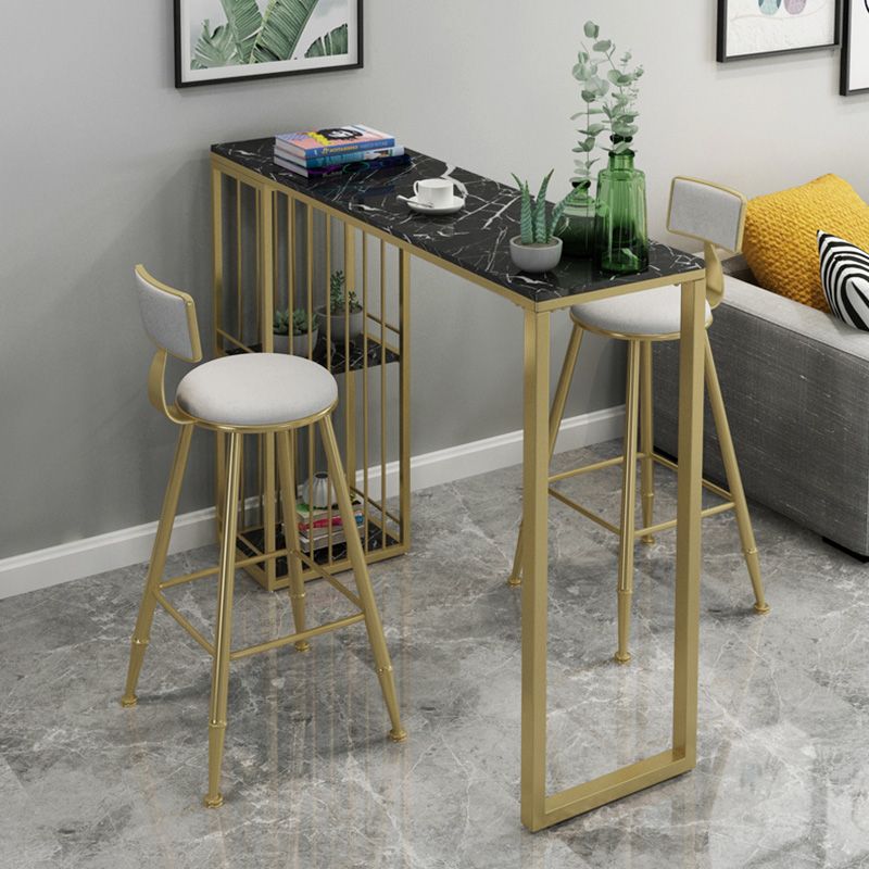 Contemporary Iron Counter Height Stools Armless Bar Stool with Black