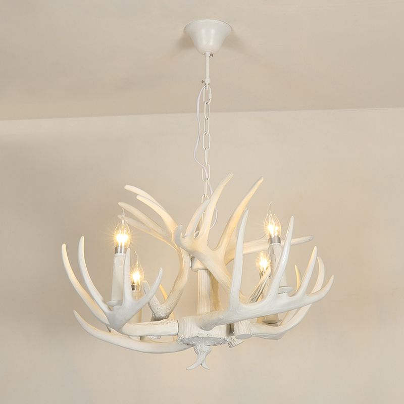 Deer Horn Shaped Resin Chandelier Lighting Retro Dining Room Pendant Light Fixture