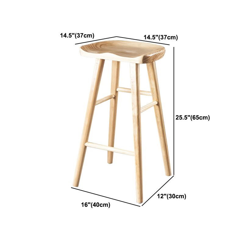 Industrial Bar and Counter Stool Natural Finish Stool with 4 Legs