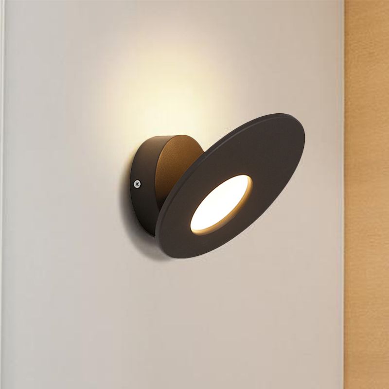 Stile semplicistico Round Acrilic Sconce Sconce Lampada montata a parete integrata in bianco/nero per camera da letto