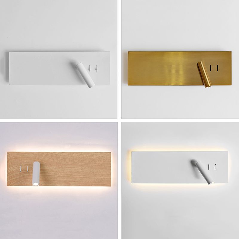 Estilo moderno simplicidad lámpara de lectura led led de lectura rotatable diseño de montaje en la pared con base de metal rectangular