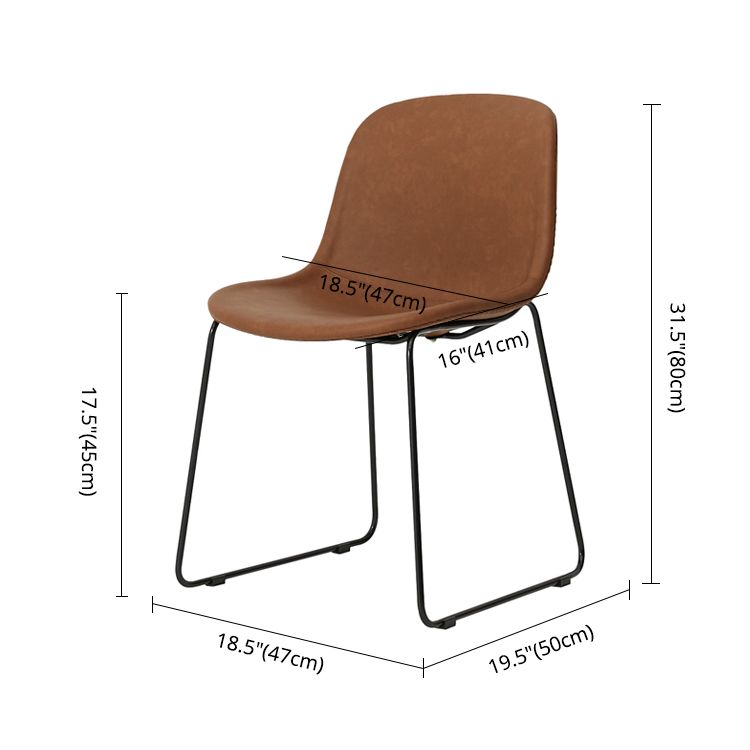 Modern Metal Dining Room Chairs PU Leather Dining Armless Chairs for Home Use