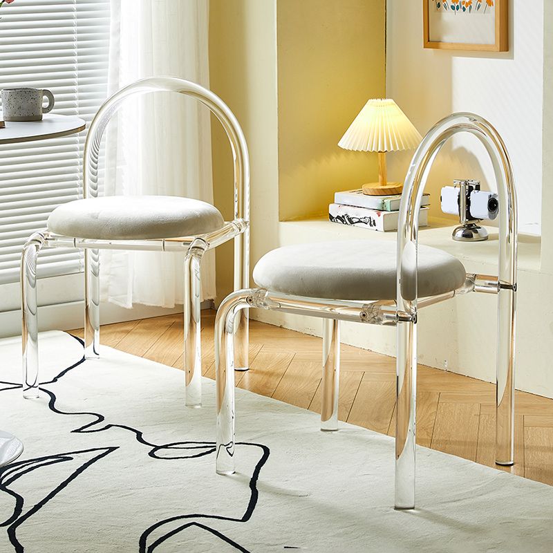 Contemporary Style Open Back Upholstered Acrylic Base Dining Side Chair
