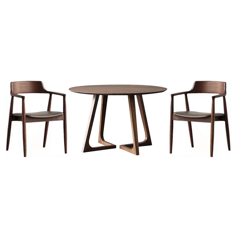 1/2/3/5/7 Pcs Modern Round Shape Solid Wood Dinette Table with Chair
