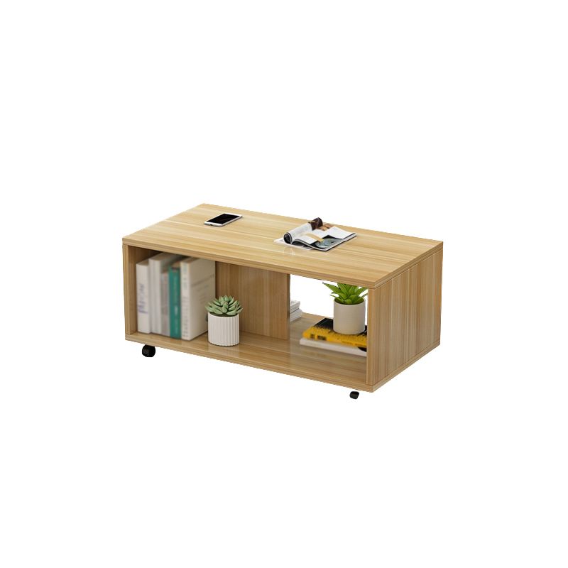 Geometric 1 Single Coffee Table Wood Cocktail Table with Casters