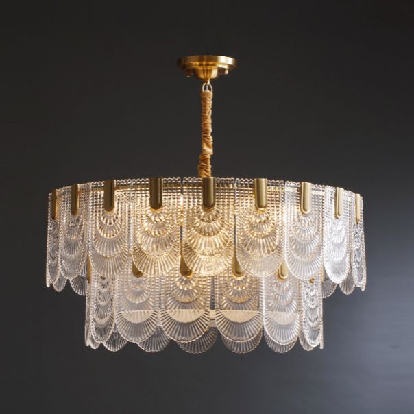 Tiered Chandelier Light Fixture Vintage Glass Pendant Lamp for Restaurant