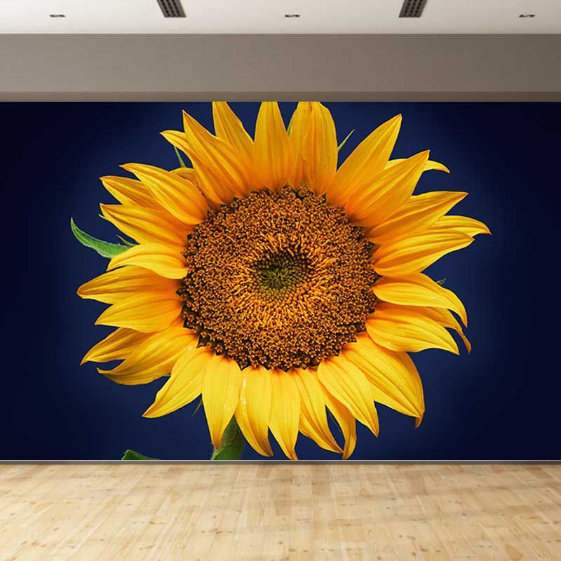 Yellow Flower Mural Wallpaper for Girl's Bedroom Washable Wall Covering