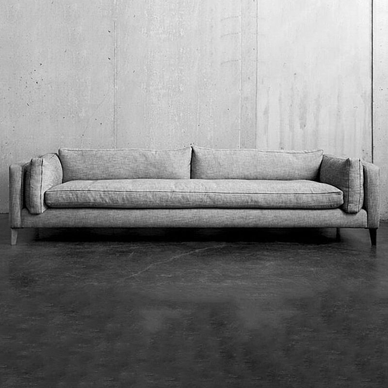 Living Room Slipcovered Sofa Pillow Top Arm Loose Back Sofa in Grey