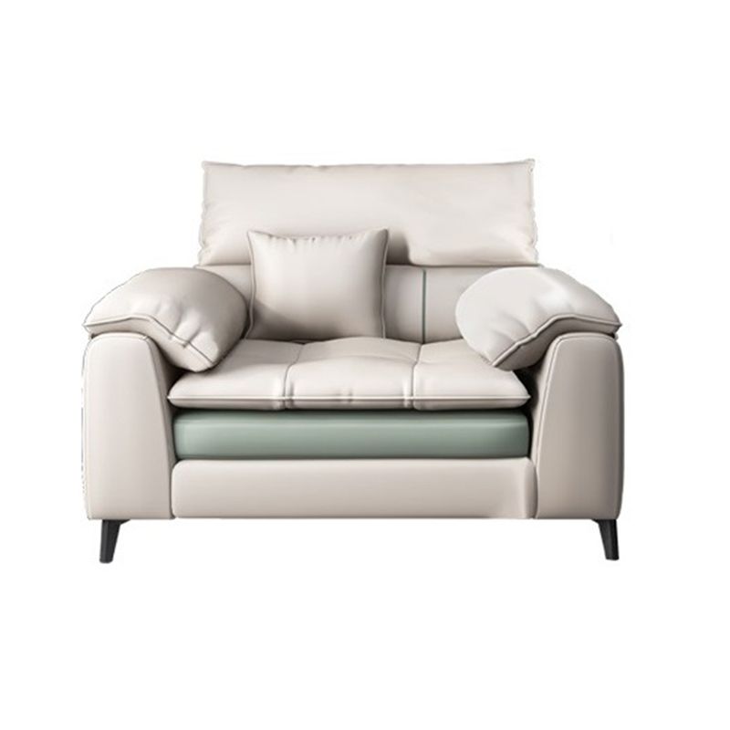 Brown Pillow Top Arm Sofa & Chaise Sewn Pillow Back Sofa - 35.43" H
