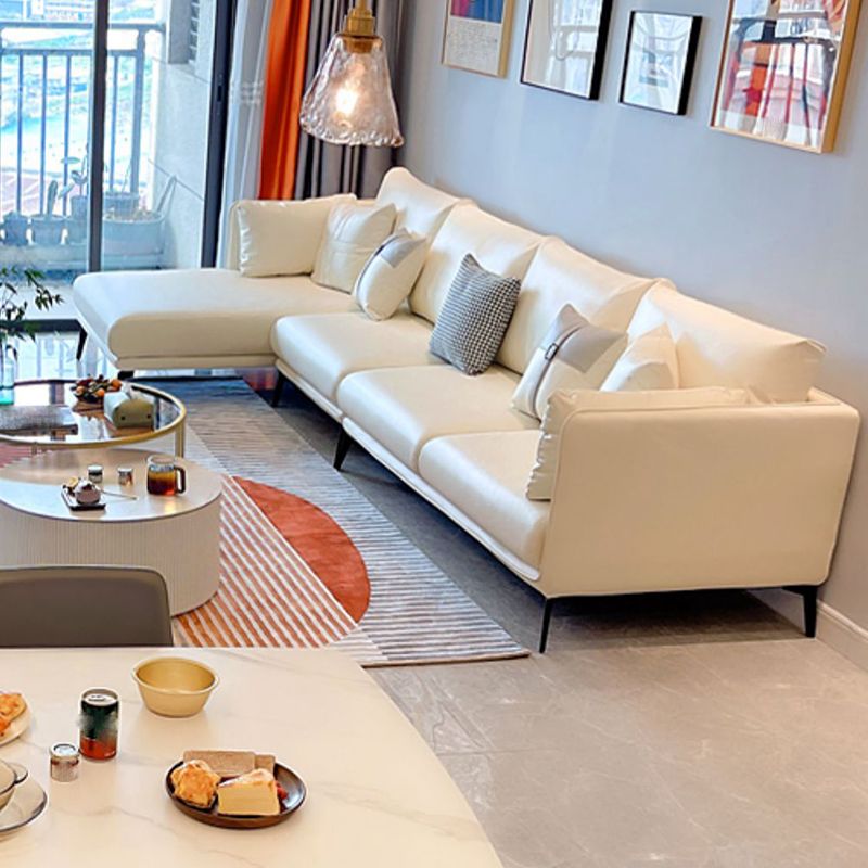 Contemporary Faux Leather Pillow Top Arm Sofa/Sectional Pillowed Back Cushions