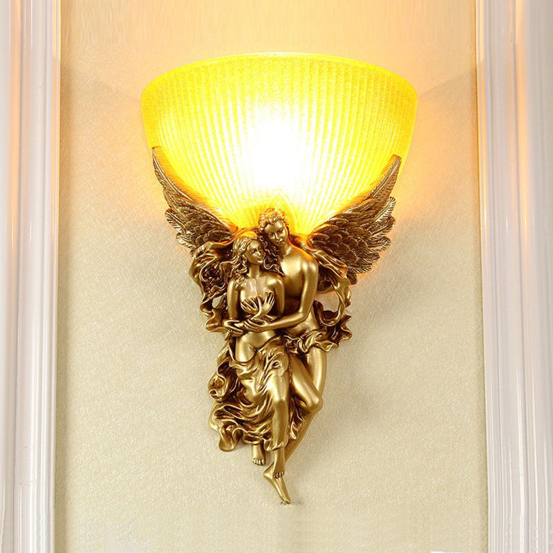 Geometric Wall Light Fixture Modern Resin 1 Light Wall Sconce in Gold