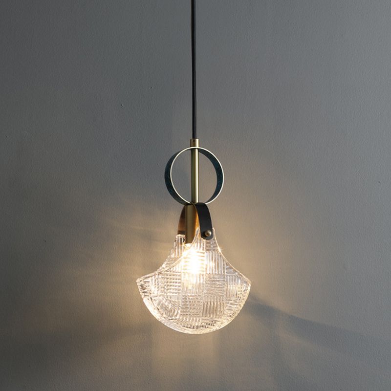 Small Crystal Glass Drop Lamp Postmodernism LED Suspension Light Fixture for Bedroom