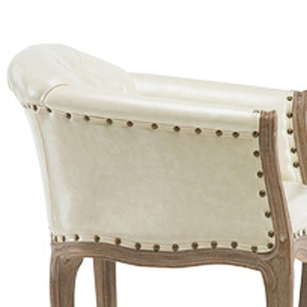 Farmhouse Home Solid Back Arm Chair Leather Matte Finish Dining Chair
