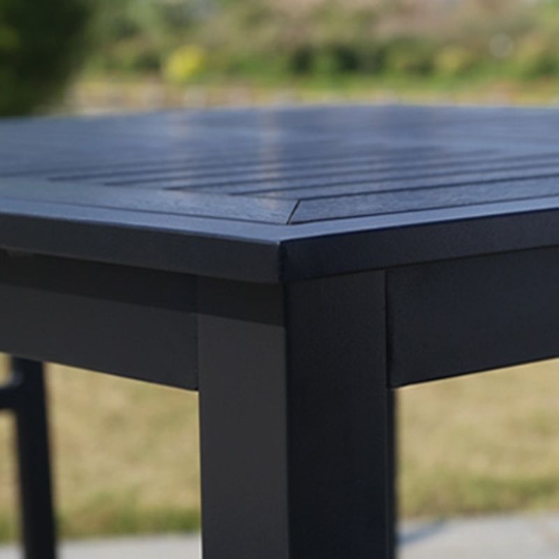 Outdoor Industrial Patio Table Metal Frame Dining Table in Black