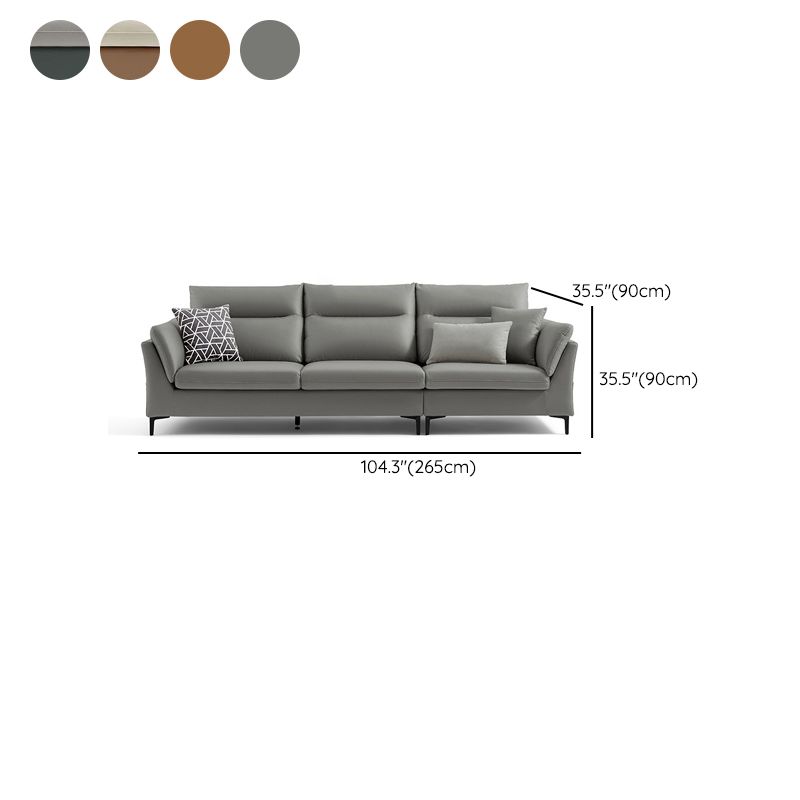 Pillow Top Arm Seating Faux Leather Sofa Contemporary Cushions