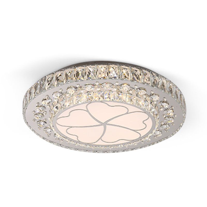 Floral Design Crystal Suspension Lighting Simple Bedroom LED Pendulum Light in Stainless Steel