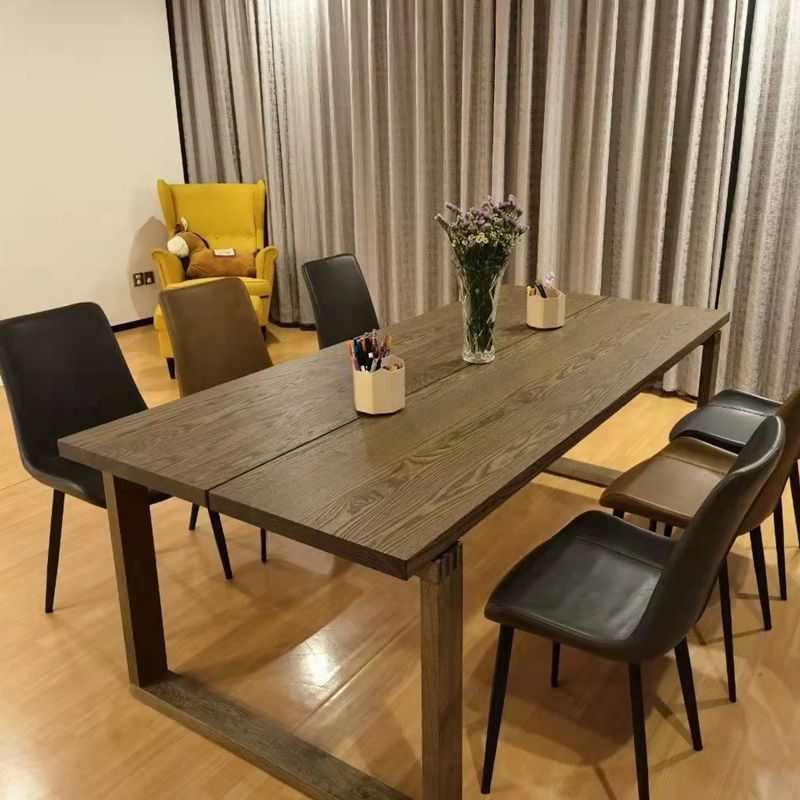Modern Pine Solid Wood Dining Table Sled Base Dining Table in Natural