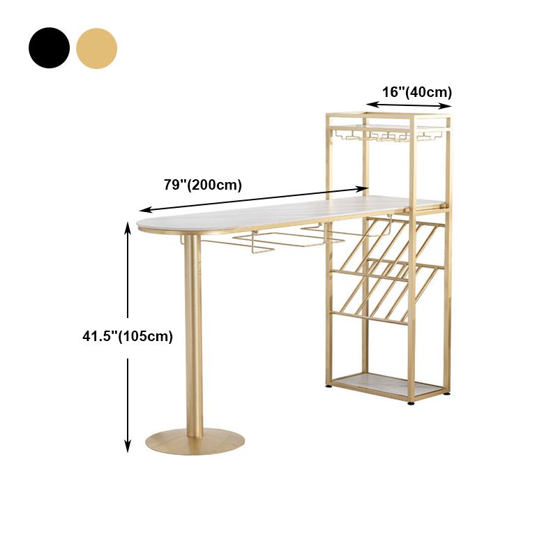 Stone White Bar Dining Table Traditional Luxury Bar Table with Sled Base