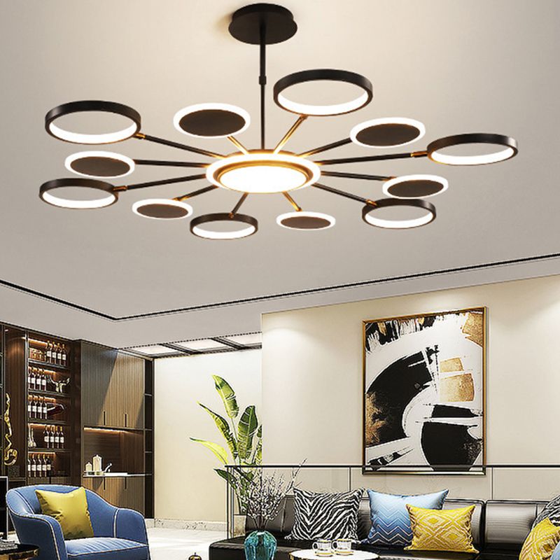 Modern Style Chandelier Lighting Fixtures Round Metal Hanging Chandelier