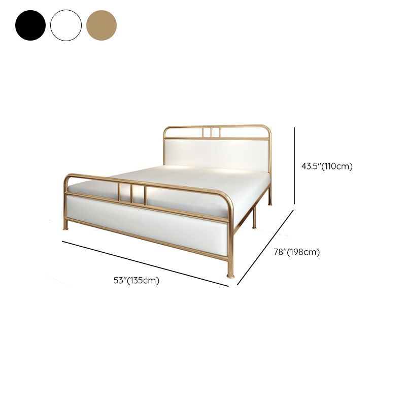 Contemporary Standard Bed Metal Bed Frame with Upholstered Headboard