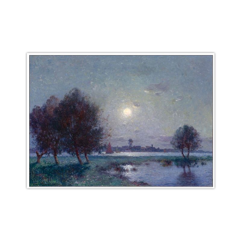 Peinture de paysage nocturne Rural, toile imprimée texturée de couleur foncée, décor artistique mural pour la maison