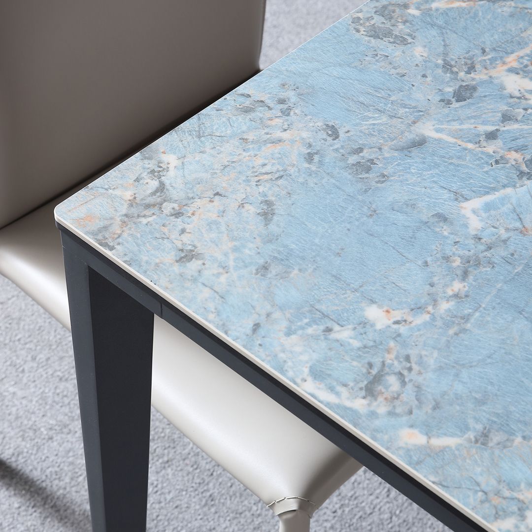 Einfacher Stil gesinterte Stein Tabelle 4 Beine Luftfahrt Aluminium Basis Rechtecktisch für Zuhause