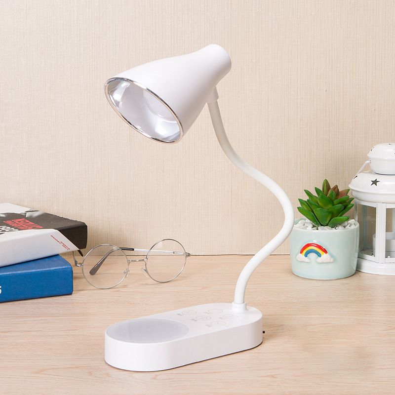 5-Level Dimmer LED Desk Lamp Touch Sensitive USB Charging Bell Shade Study Light in White