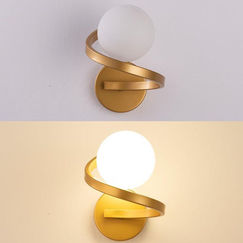 Contemporary Bath Vanity Lighting Globe Shaded Black/Golden Vanity Light for Bathroom