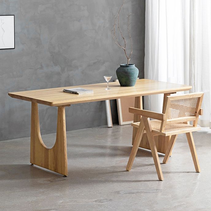 Rectangle Double Pedestal Dining Table Modern Pine Wood Table for Kitchen