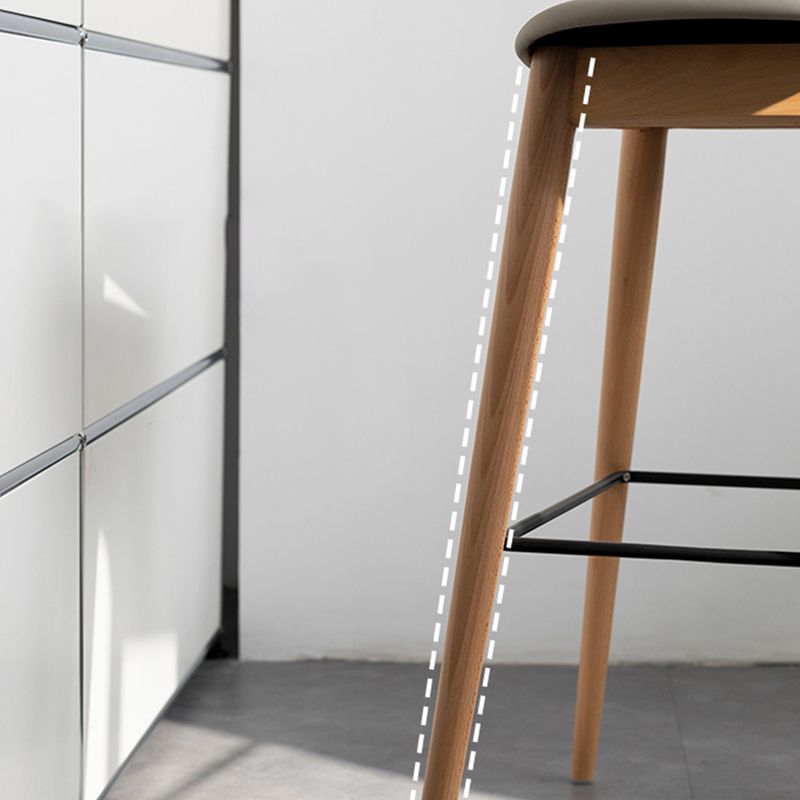 Contemporary 29.9-inch Backless Bar Stool with Solid Wood Base